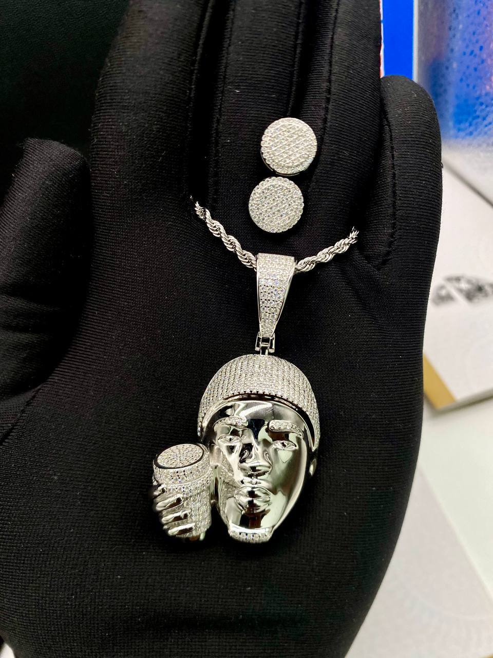 Male face Silhouette necklace