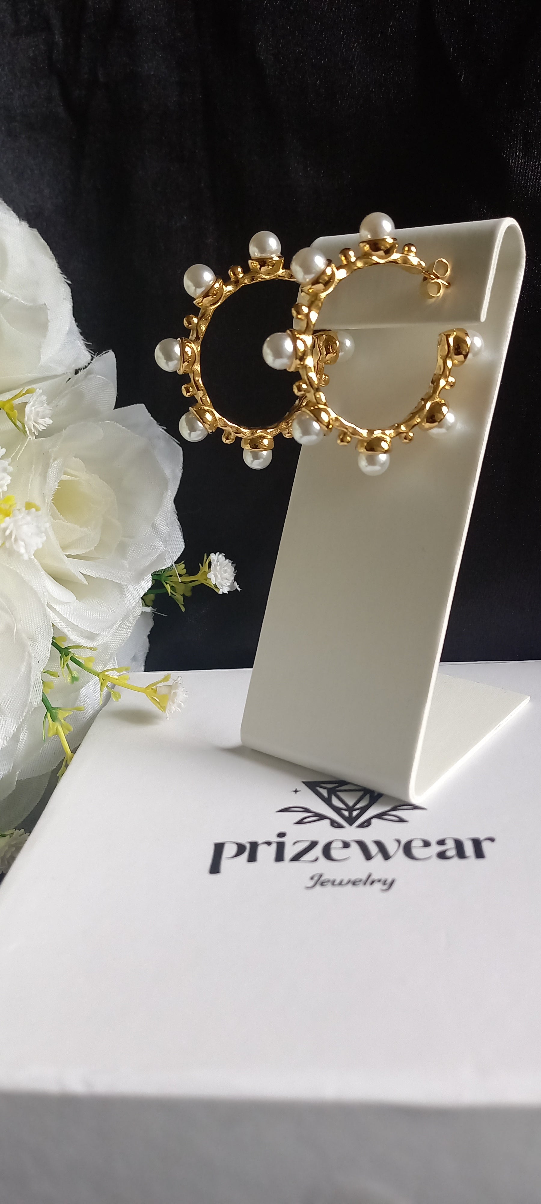 Pearl Studed Hoop Earrings - Prize-Wear Jewelry