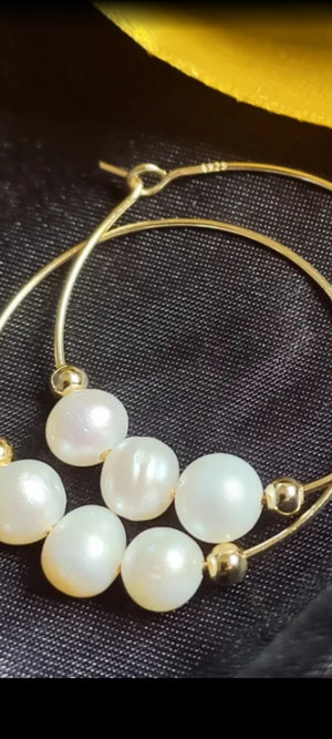 Ultra thin hoops with freshwater pearls - Prize-Wear Jewelry