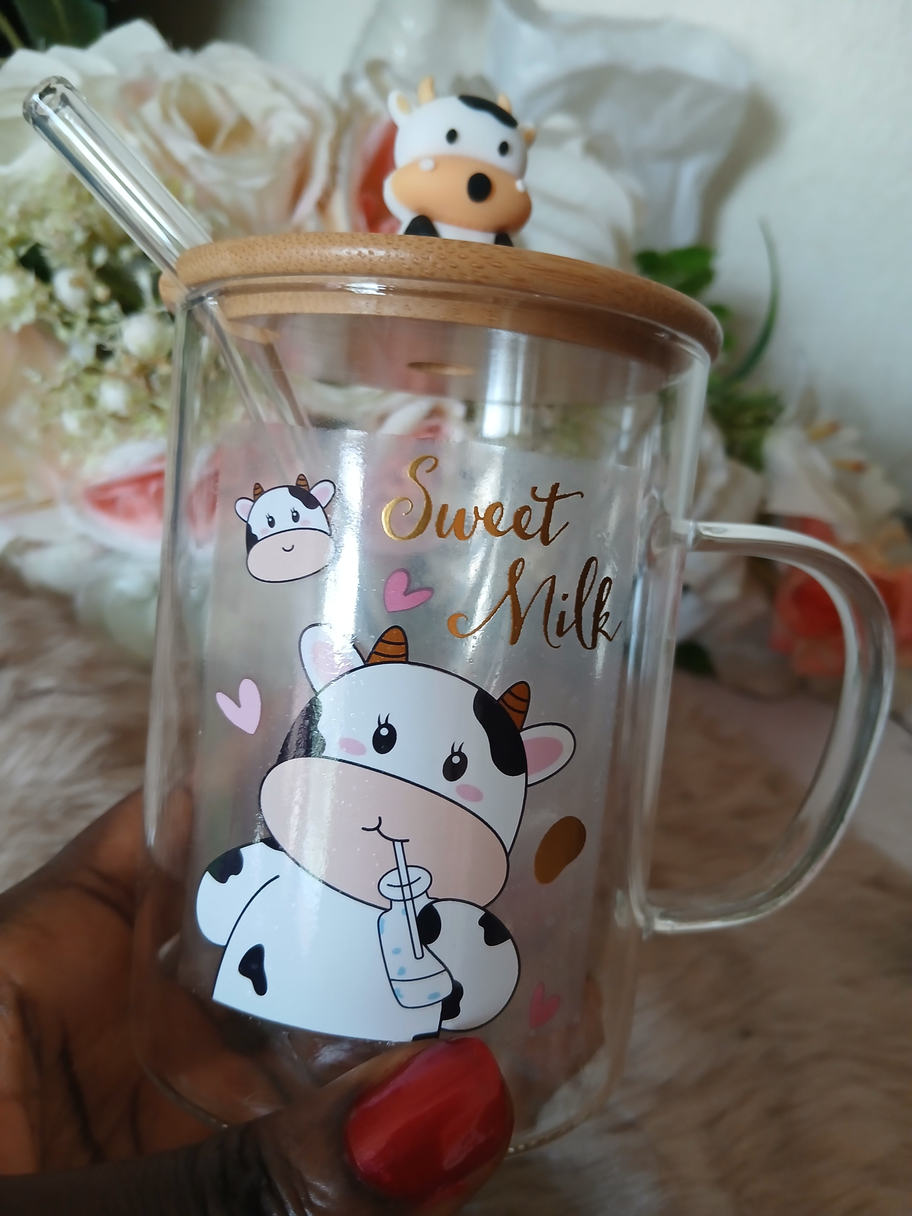 Cow Glass cup🥤